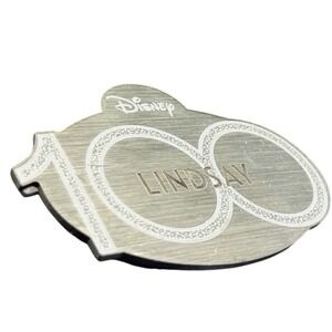 RARE Disney 100 Cast Member Name Tag Lindsay Silver Badge Exclusive 2023